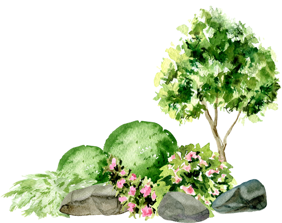 Watercolor landscape composition